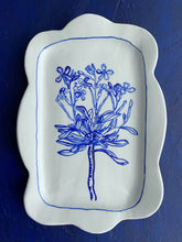 Load image into Gallery viewer, Scalloped rectangular fine English porcelain, phlox platter