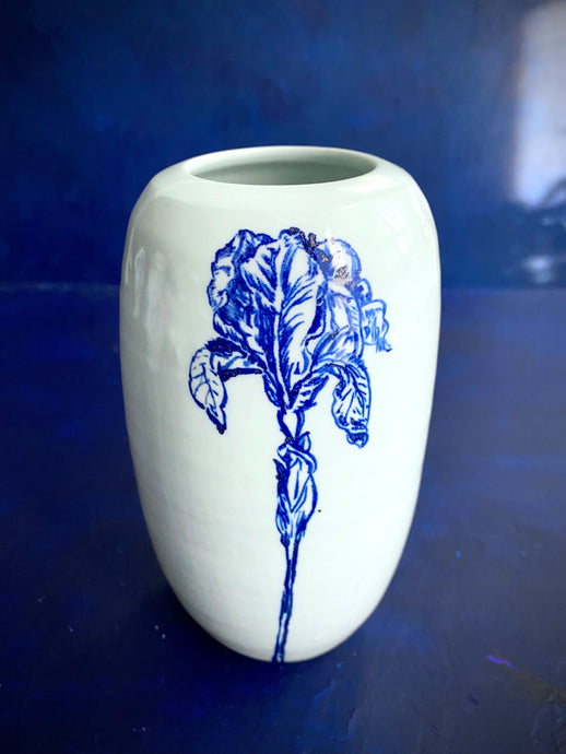 English porcelain iris vase