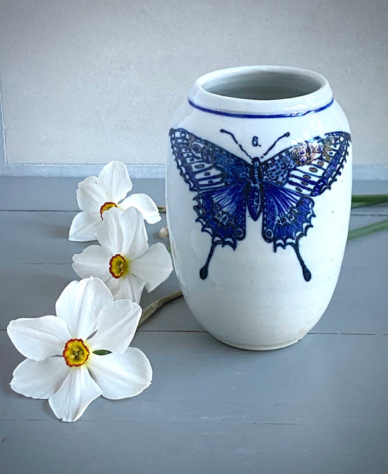 English porcelain butterfly #6 vase
