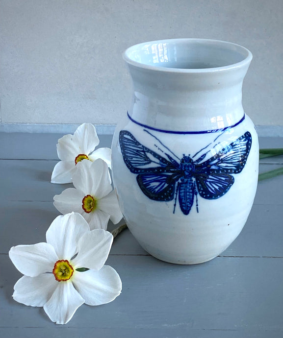 English porcelain moth #9 vase