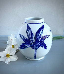 English porcelain medium round tulip vase