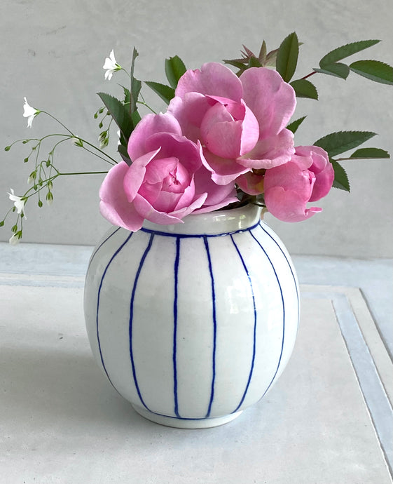English porcelain round stripe vase