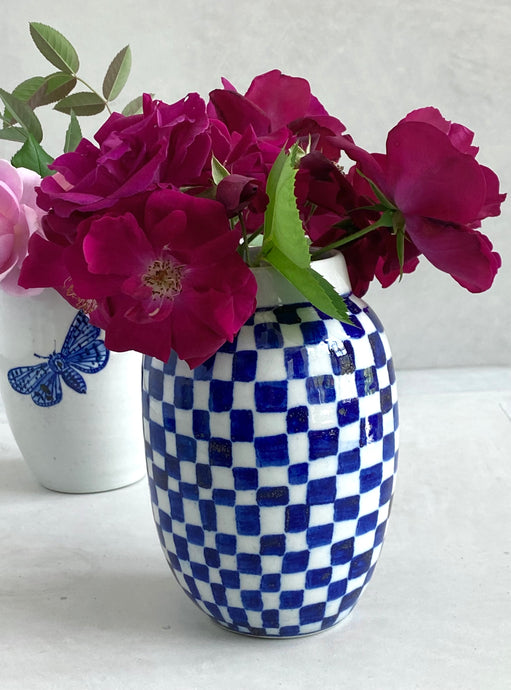 English porcelain check vase