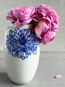 Small English porcelain chrysanthemum vase