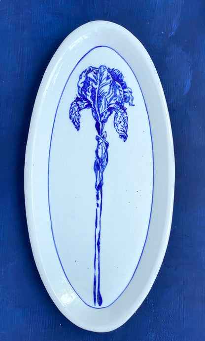 Fine English porcelain oval iris platter