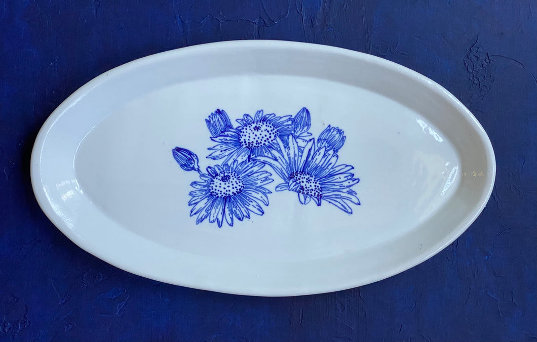 English porcelain oval daisy platter