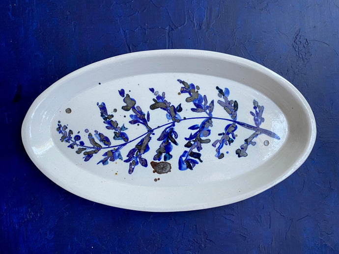 Porcelain oval fern platter