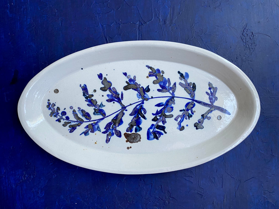 Porcelain oval fern platter