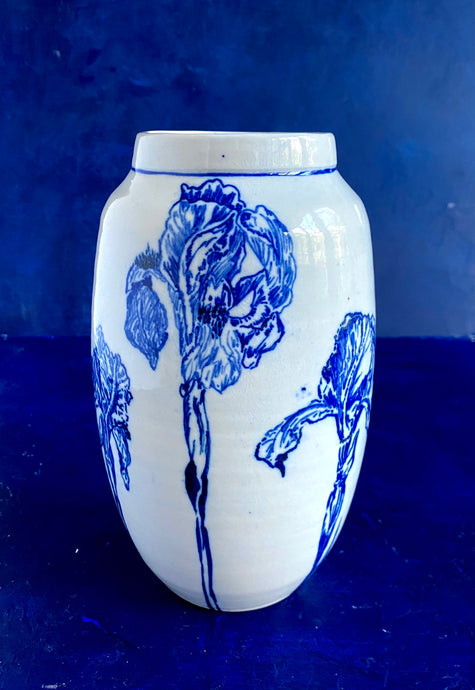 English porcelain multi iris vase