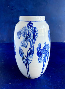 English porcelain multi iris vase