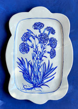 Load image into Gallery viewer, English porcelain scalloped rectangle carnation platter