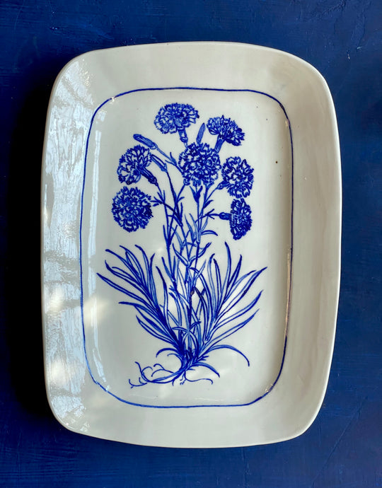 Porcelain rectangle dianthus platter