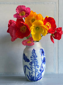 English porcelain large floral vase