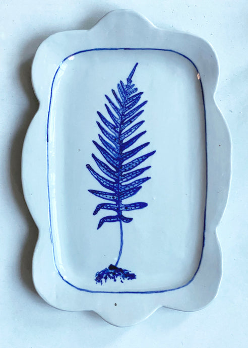 Porcelain rectangle fern platter