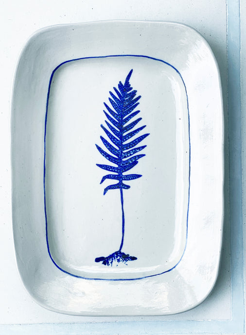 Fine porcelain rectangle fern platter