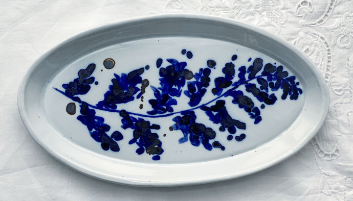 Fine English porcelain oval fern platter