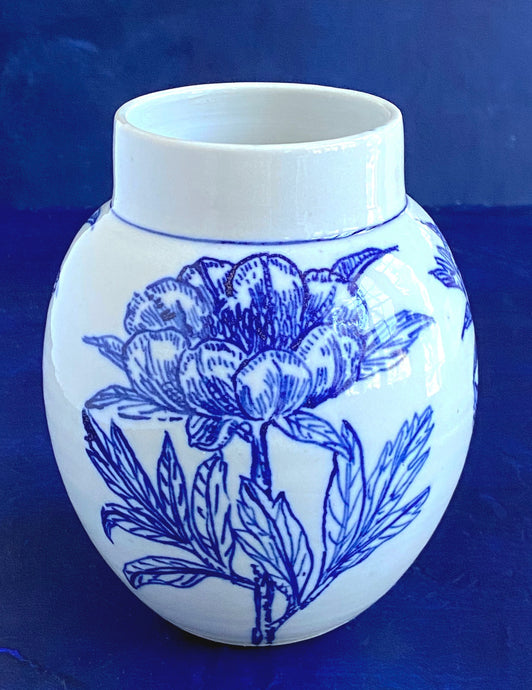 English porcelain peony vase