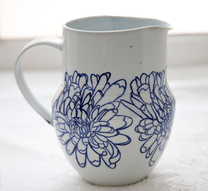 Fine English chrysanthemum pitcher