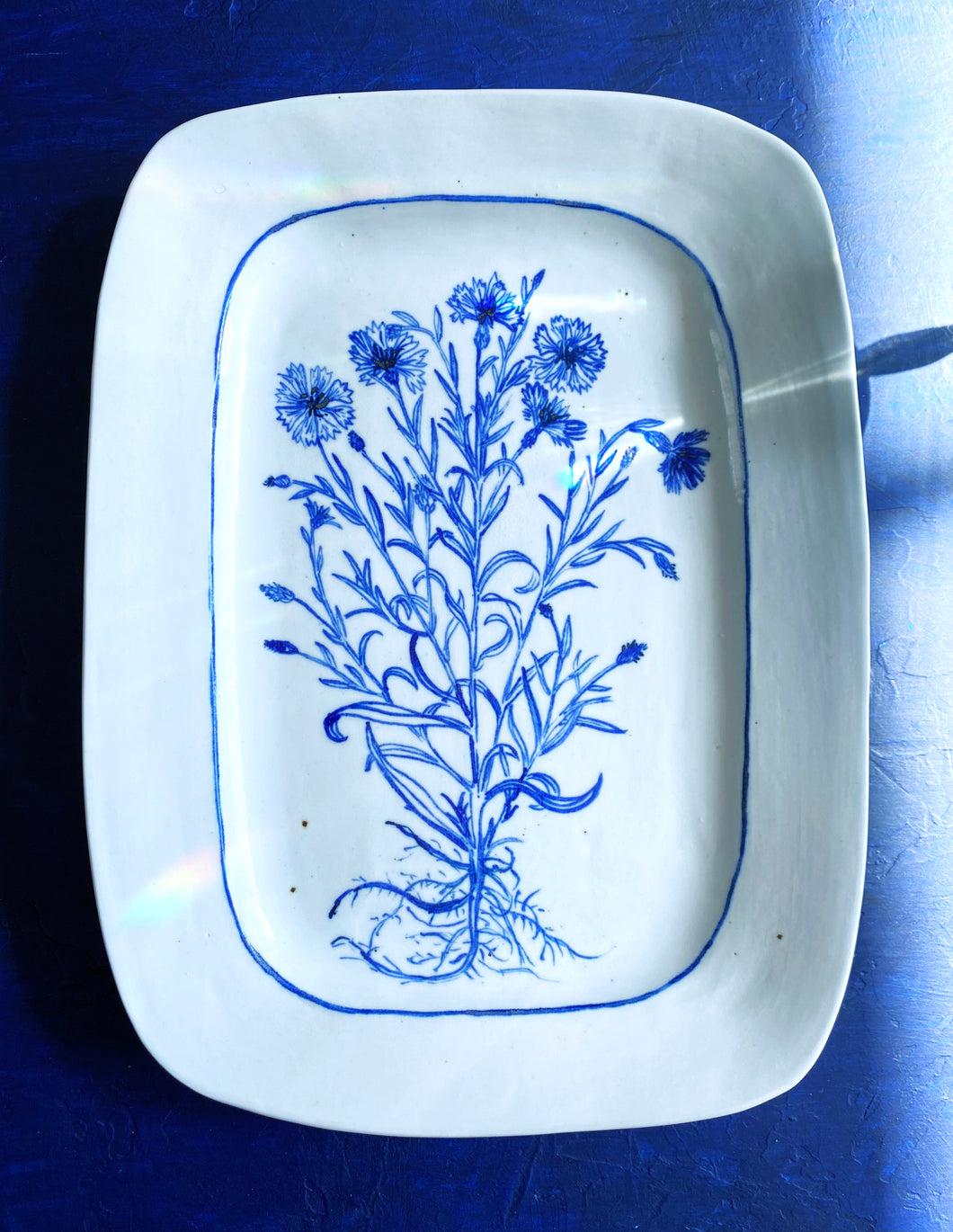 Fine English porcelain rectangle dianthus platter