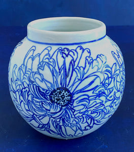 Small English porcelain chrysanthemum vase