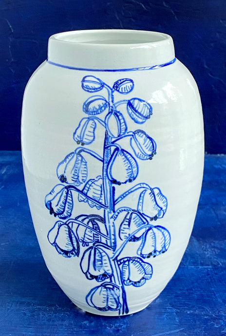 English porcelain fritillaria persica vase with bug